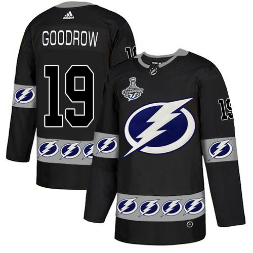 Men Adidas Tampa Bay Lightning #19 Barclay Goodrow Black Authentic Team Logo Fashion 2020 Stanley Cup Champions Stitched NHL Jersey